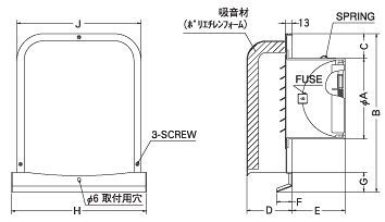 西邦工業【GFXD175GABSC】深型・薄型・内ガラリ・防音タイプ・下部開放・防火ダンパー付防音型製品・ステンレス製換気口・ワイド水切り付〔HF〕_1