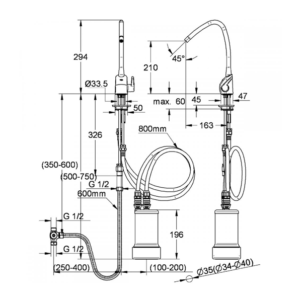 ≧グローエ 水栓金具【JP293602】浄水器用単水栓(クリンスイ製カートリッジ付) クローム〔EB〕