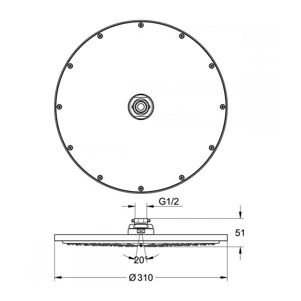 グローエ 水栓金具【2747700J】モダン オーバーヘッドシャワー(310mm) クローム〔EI〕_1