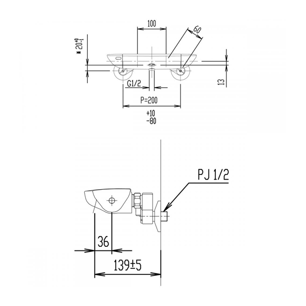 グローエ 水栓金具【GBGB147TX-2】サーモスタッドバス・シャワー混合栓 (配管巾120-210mm対応止水栓付インレット付属) グローサーモコンフォート〔EI〕_1