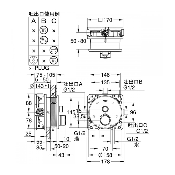 グローエ 水栓金具【2911800J】スマートコントロール サーモスタット 1バルブ混合栓 ラウンドタイプ 化粧部〔EI〕_1