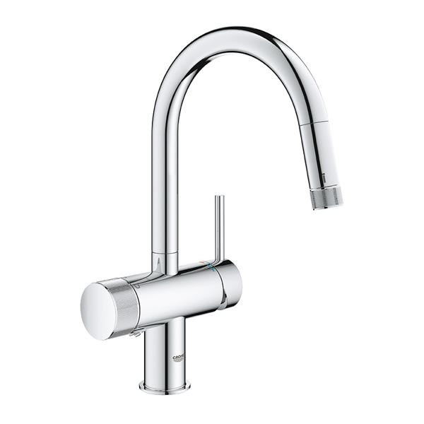 ≧グローエ 水栓金具【JPK61902】浄水器一体型 シングルレバーキッチン混合栓 ミンタ クローム 寒冷地 (旧品番 JPK61900)〔EB〕