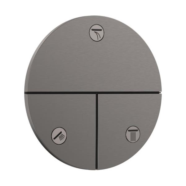 ハンスグローエ 【15558340】ブラッシュドブラッククロム シャワーセレクトコンフォートS バルブ 埋込式 3アウトレット切替用 (化粧部)〔EI〕の通販は