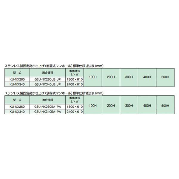 ●ホーコス 【KU-NX340(500H)(直置式マンホール)】ステンレス製超浅型グリース阻集器用かさ上げ 固定高かさ上げ 受注約2週〔IE〕_1