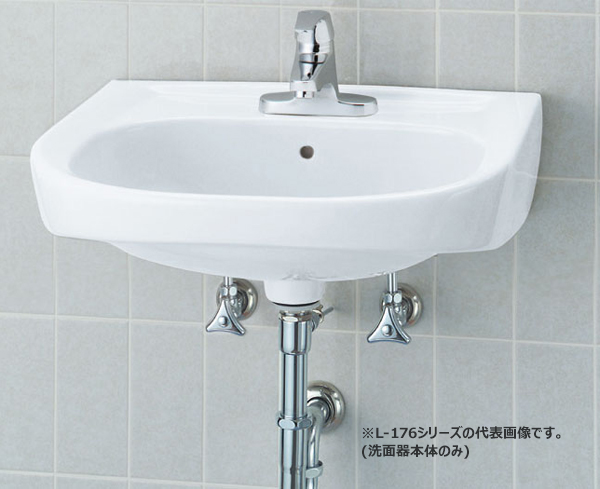 ●INAX/LIXIL 【L-176UAN/BW1】ピュアホワイト そで無大形洗面器 壁付式 洗面器本体のみ