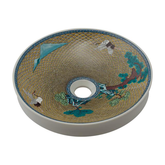 ●カクダイ 【493-224-Y】丸型手洗器 吉田松鶴図 翠 九谷焼〔GB〕 44,004円