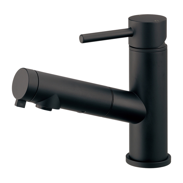 カクダイ　シングルレバー混合水栓　ブラック カクダイ 183-355-Dシングルレバー混合栓 マットブラック〔GB