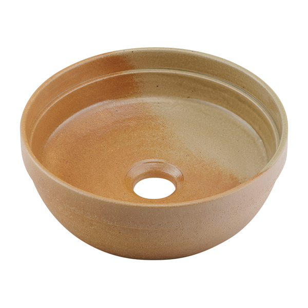 カクダイ 【493-276-YR】丸型手洗器 東雲 陶器製(信楽焼) 瑠珠(Luju)〔GB〕