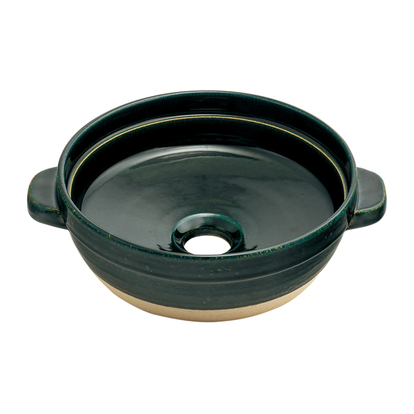 ●カクダイ 【493-275-GR】土鍋手洗器 昆布 陶器製(信楽焼) 瑠珠(Luju)〔GB〕
