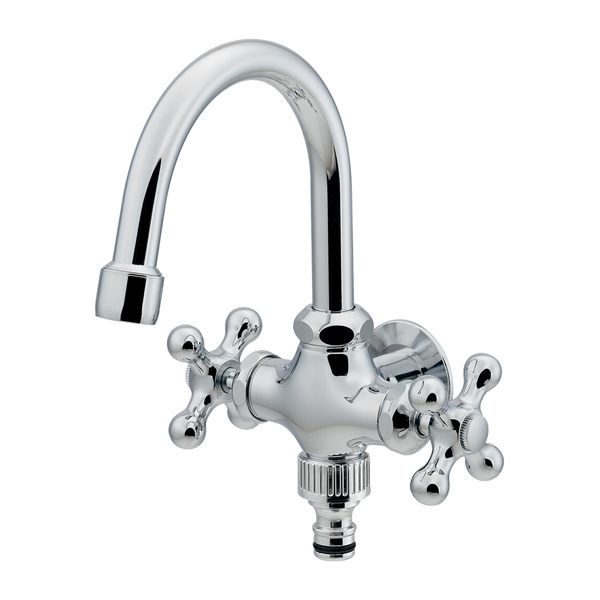 カクダイ 【704-501-CH】双口横形スワン水栓〔GB〕