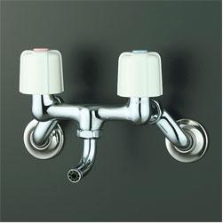 KVK 水栓金具【KM33N3W】2ハンドル混合栓 肉厚万能ノズル付 固定こま 寒冷地用〔HB〕