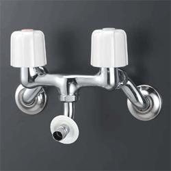 KVK 水栓金具【KM33N3BN】2ハンドル混合栓 洗濯機用混合栓 ツバ付ワンタッチノズル付〔HB〕