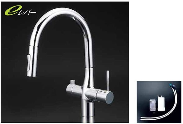 KVK 水栓金具【KM6081SCEC】浄水器付シングルレバー式シャワー付混合栓〔HB〕