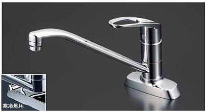 KVK 水栓金具【KM5081TV8】流し台用シングルレバー式混合栓 吐水口回転規制80°〔HB〕の通販は 14,051円