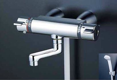 KVK 水栓金具【KF800TGN】サーモスタット式シャワー(スカートソケットタイプ) 80mmパイプ付 シャワーヘッドグレー〔HB〕 29,055円