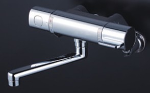 KVK 水栓金具【MTB100KWR2T】浴室用水栓 サーモスタット式混合栓 240mmパイプ付 ※寒冷地用〔HB〕