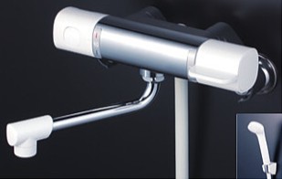 KVK 水栓金具【FTB100KWR2】浴室用水栓 サーモスタット式シャワー 240mmパイプ付 ※寒冷地用〔HB〕 19,579円