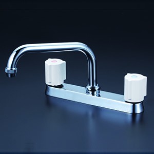 KVK 水栓金具【KM8GNR2】2ハンドル混合栓 240mmパイプ付 一般地用〔HB〕の通販は