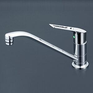 KVK 水栓金具【KM5011ZUTMEC】取付穴兼用型・シングル混合水栓 取付穴径マルチ対応シリーズ 寒冷地用 262mmパイプ付 逆止弁なし〔HB〕