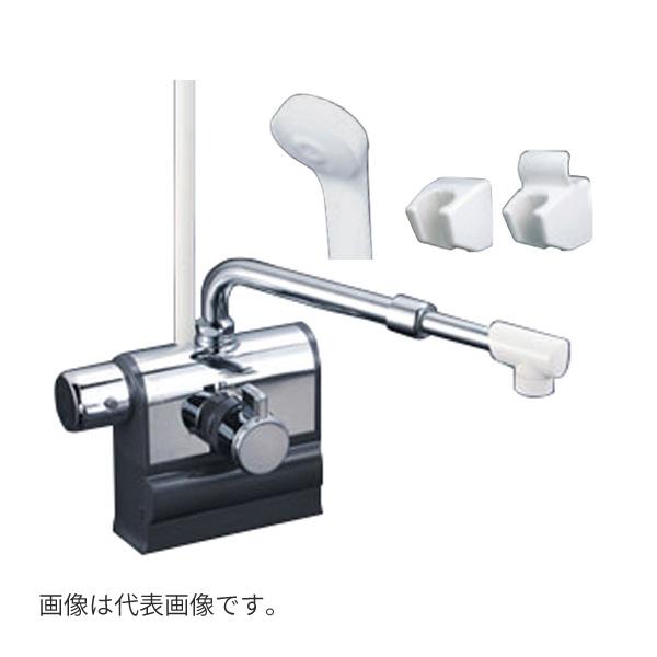 ◆15時迄出荷OK！KVK 水栓金具【KF3008LSJ】デッキ型サーモスタット式シャワー 可変ピッチ 左ハンドル仕様 伸縮自在パイプ付