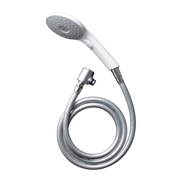 INAX/LIXIL 【BF-SJ7MBGE(1.6)-AT】シャワーホースセット エコアクアPlusスイッチ付 メタル調シルバーホース(樹脂製ホース)：1.6m〔EJ〕
