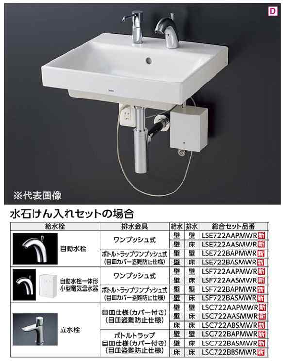 TOTO 壁掛洗面器 セット品番【LSC722AASMWR】水石けん入れセット 立水