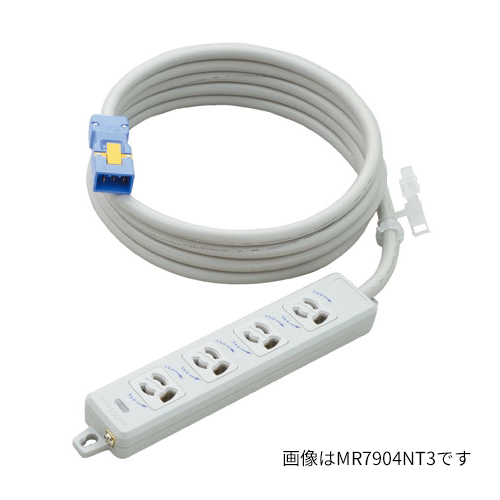 ###Я明工社 【MR7904NTK5】横形OA抜止接地タップ 4個口 コード5m 白(青プラグ) 受注生産