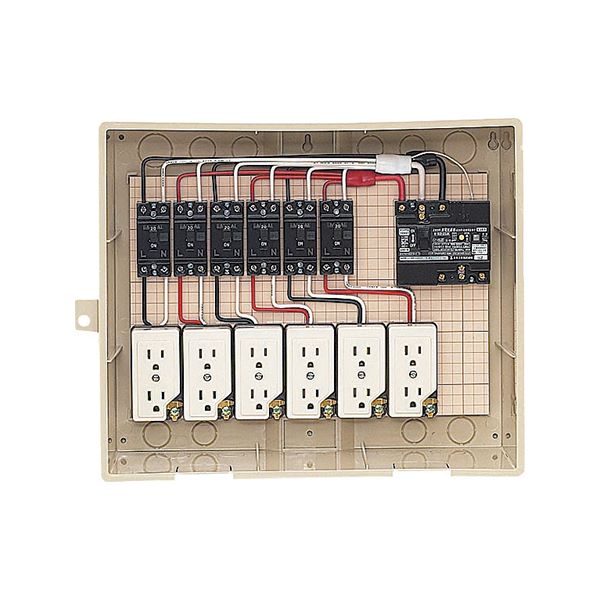 未来工業 【C14-6C】ベージュ 屋外電力用仮設ボックス (漏電しゃ断器・分岐ブレーカ・コンセント内蔵) 透明蓋 30mA 341×435×187