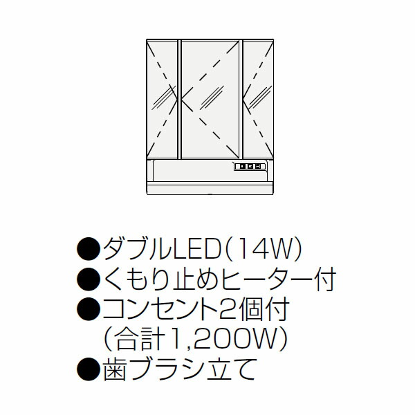 ●クリナップ 【M-753NFNW】ミラーキャビネット FANCIO(ファンシオ) スキンケア3面鏡 間口75cm〔GB〕_1