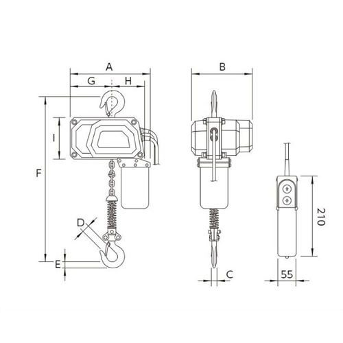 ∀オーエッチ工業 【DCH-250】電動チェーンホイスト 定格荷重250kg 電動ホイスト (4963360506574)