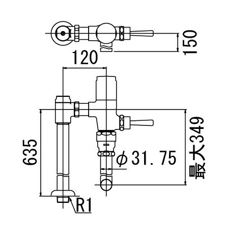 ###▽INAX/LIXIL【CF-63U-C】定流量弁なしフラッシュバルブ 一般用(節水形) 床給水形 中水 受注生産4週〔IE〕