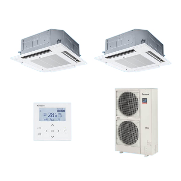 ●βパナソニック 業務用エアコン【PA-P224U7GDB】[分岐管セット] 4方向天井カセット形 同時ツイン エコナビ 三相200V P224形 8.0馬力相当