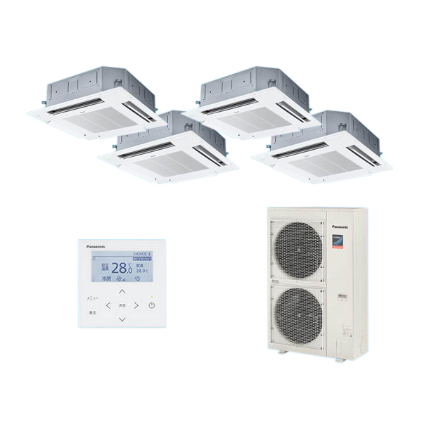 ●βパナソニック 業務用エアコン【PA-P160U7GVB】[分岐管セット] 4方向天井カセット形 同時ダブルツイン エコナビ 三相200V P160形 6.0馬力相当
