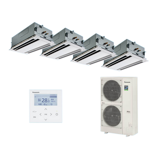●βパナソニック 業務用エアコン【PA-P280L7HVB】[分岐管セット] 2方向天井カセット形 同時ダブルツイン エコナビ 三相200V P280形 10.0馬力相当