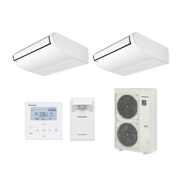 ●βパナソニック 業務用エアコン【PA-P112T7GDB】[分岐管セット] 天井吊形 同時ツイン エコナビ 三相200V P112形 4.0馬力相当
