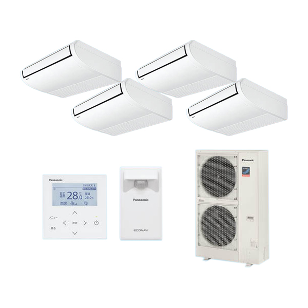 ●βパナソニック 業務用エアコン【PA-P224T7GVB】[分岐管セット] 天井吊形 同時ダブルツイン エコナビ 三相200V P224形 8.0馬力相当