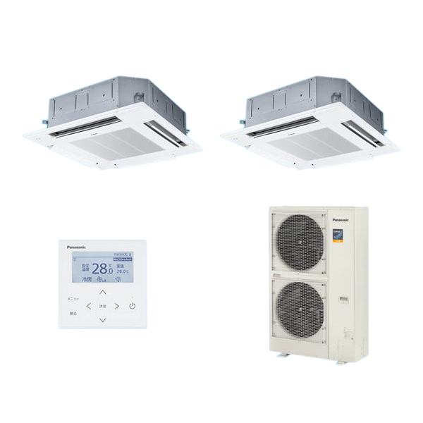 ●βパナソニック 業務用エアコン【PA-P140U7KDB】[分岐管セット] 4方向天井カセット形 フル暖 寒冷地向け 同時ツイン エコナビ 三相200V P140形 5.0馬力相当