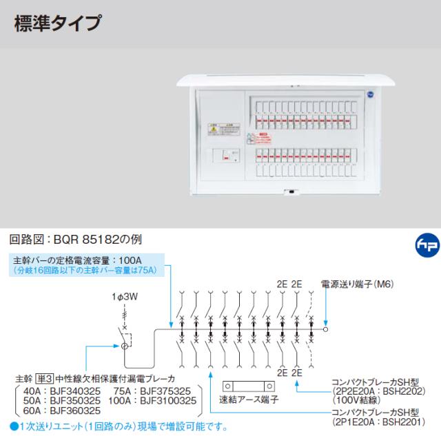 パナソニック 分電盤【BQR85164】コスモパネル スタンダード リミッタースペース無 標準タイプ 主幹50A 分岐16+4〔HJ.F〕_1