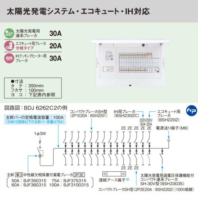 パナソニック 分電盤【BDJ10342C2】フレキシード 創エネ対応 リミッタースペース無 太陽光発電システム・エコキュート・IH対応 主幹100A 回路数34+2〔FE〕_1