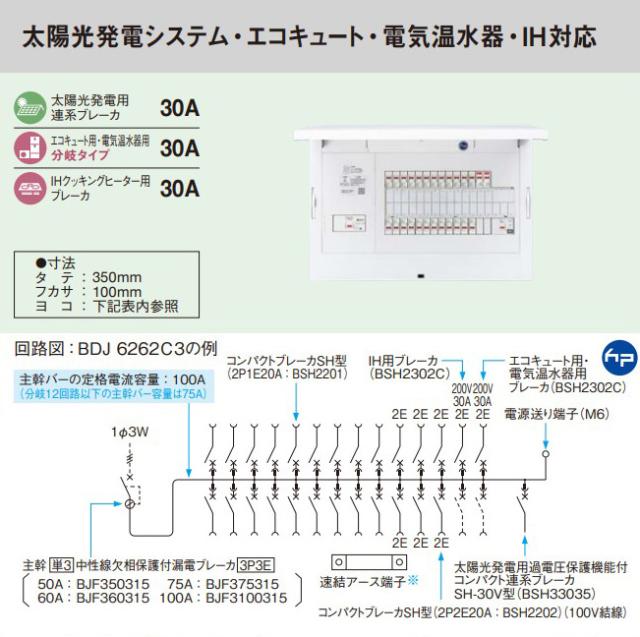 パナソニック 分電盤【BDJ10262C3】フレキシード 創エネ対応 リミッタースペース無 太陽光・エコキュート・電気温水器・IH 主幹100A 回路数26+2 受注約1週〔FE〕_1