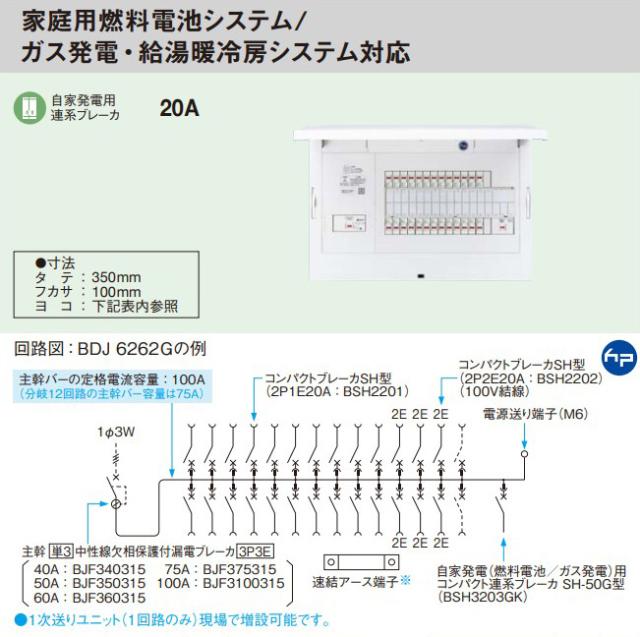 パナソニック 分電盤【BDJ10342G】フレキシード 創エネ リミッタースペース無 家庭用燃料電池/ガス発電・給湯暖冷房 主幹100A 回路数34+2 注1週〔FE〕
