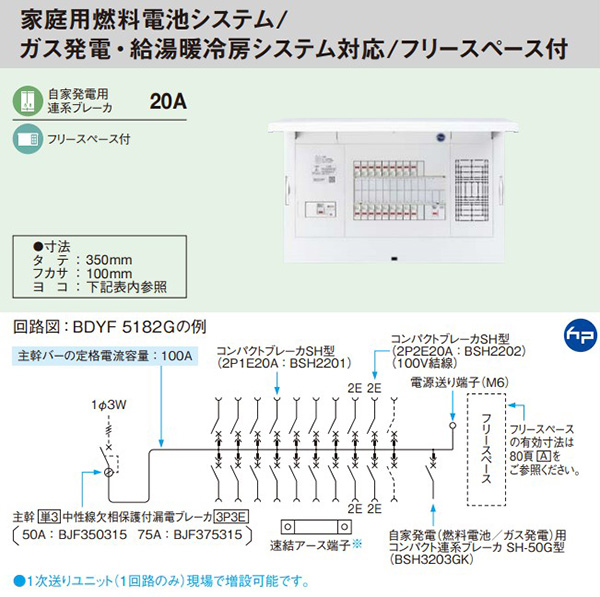 パナソニック 分電盤【BDYF7302G】フレキシード リミッタースペース無 家庭用燃料電池/ガス発電・給湯段冷房/フリースペース 主幹75A 回路数30+2 注1週〔FE〕_1