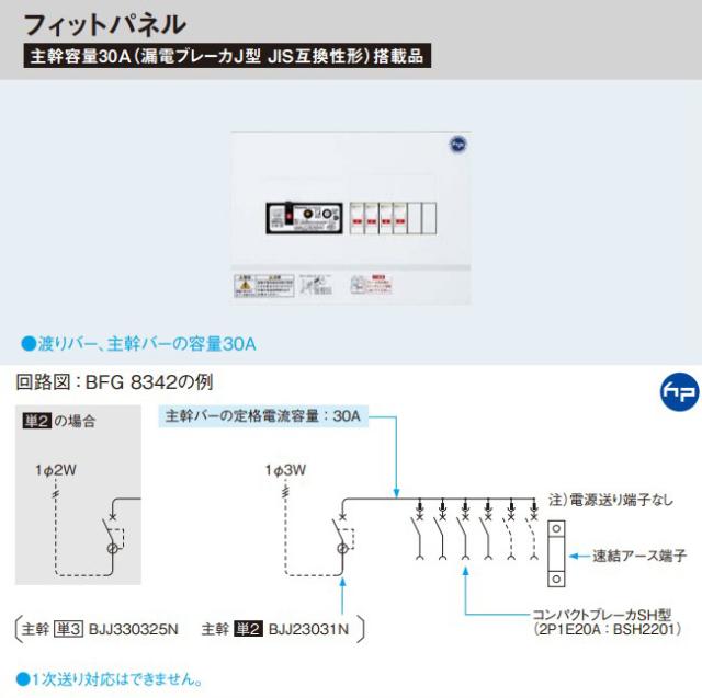 パナソニック 分電盤【BFG8342】フィットパネル 単3 主幹30A
