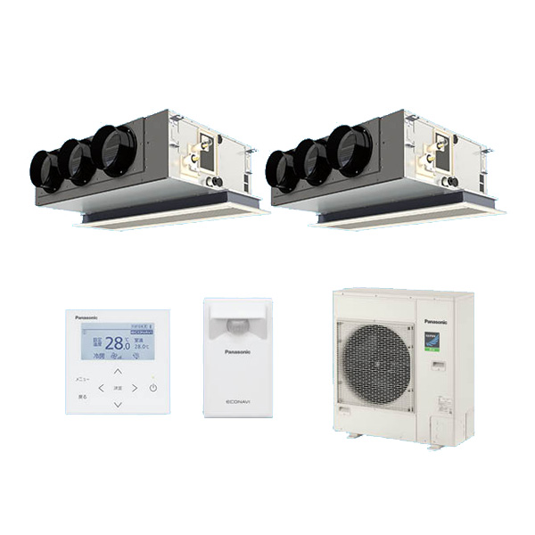 ●βパナソニック 業務用エアコン【PA-P160F7HDBC】[チャンバー・分岐管セット] 天井ビルトインカセット形 同時ツイン エコナビ 三相200V 6.0馬力相当