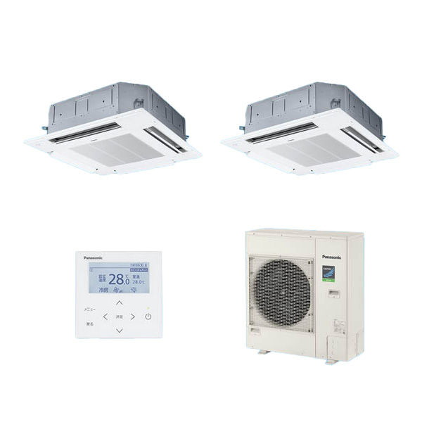 ●βパナソニック 業務用エアコン【PA-P112U7HDC】[分岐管セット] 4方向天井カセット形 同時ツイン エコナビ 三相200V P112形 4.0馬力相当