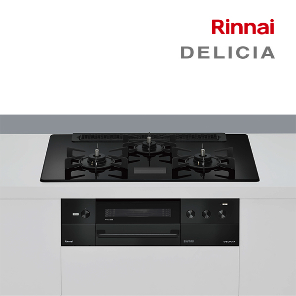 π●リンナイ ガスビルトインコンロ【RHS71W38M17VCBW】デリシア AC100V オーブン接続仕様 クリスタルブラック 75cm ザ・ココット付属〔GH〕