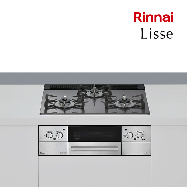 π●リンナイ ガスビルトインコンロ【RHS31W42J4RSTW】Lisse リッセ ガラストップ サテンシルバー 60cm ココットプレート付属〔HB〕