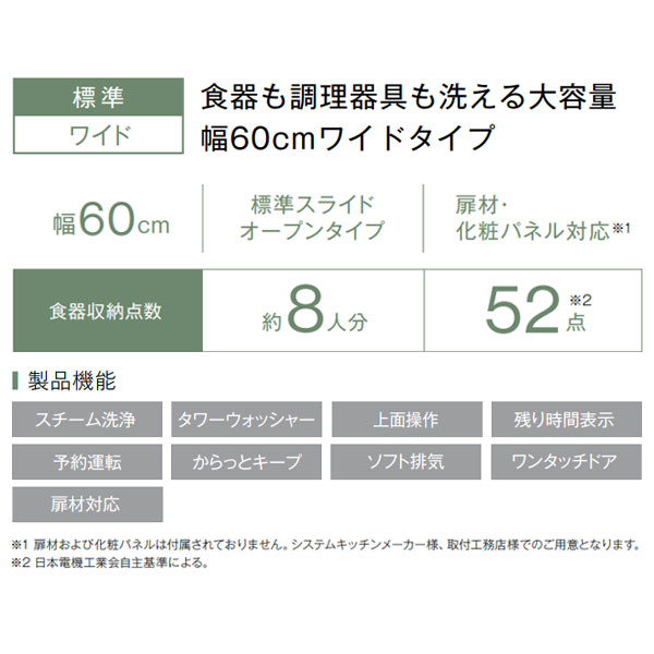 ●リンナイ 食器洗い乾燥機【RKW-601CA】ブラック 標準スライドオープン 幅60cm ワイド 扉材・化粧パネル対応〔▽〕_1