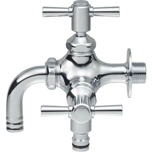 ◆15時迄出荷OK！≦三栄水栓/SANEI【F126YV-13】散水用二口横水栓(固定コマ仕様)の通販は 6,608円