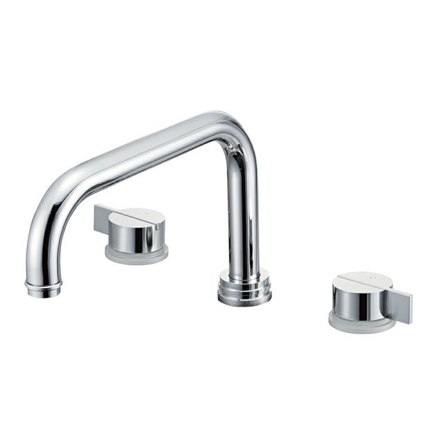 ≧三栄水栓/SANEI 水栓金具【K91410-13】ツーバルブデッキ混合栓(共用形) クロム〔EA〕
